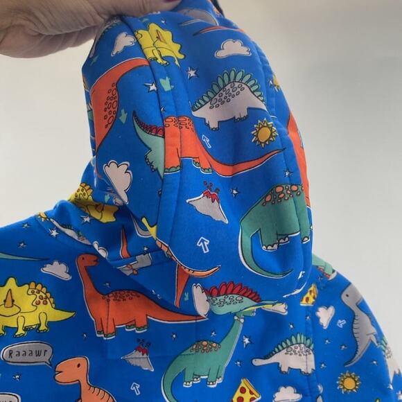 Cat & Jack Dinosaur Pizza hooded full zip Jacket lined novelty print sz 3T blue - Picture 5 of 6